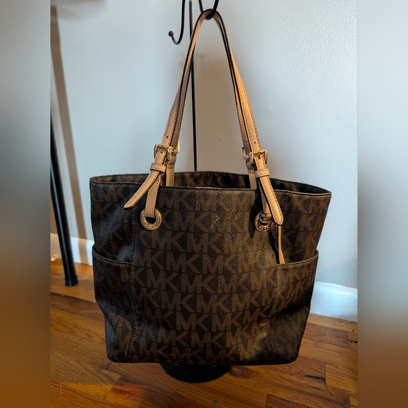 Michael‎ Kors Brown and Tan Tote with Signature Monogram - Picture 1 of 7
